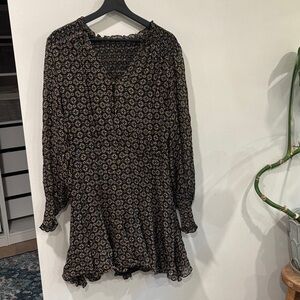 Veronica Beard Black and Gold Long Sleeve Dress